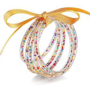 Glitter Jelly Bangles Bracelets Set Women Glitter Filled Silicone Bracelet Girls